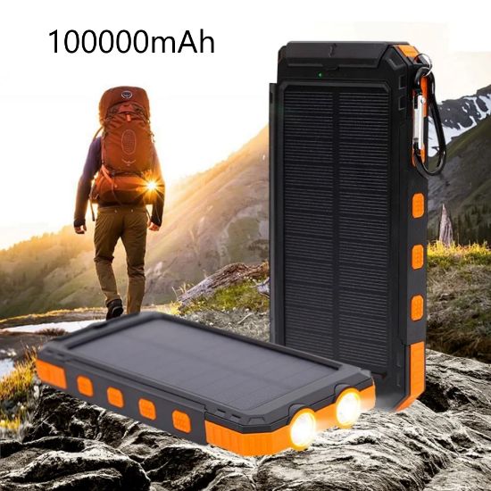 Imagen de Banco de energía Solar verde recargable pesca energía respaldo portátil aire libre 100000mAh