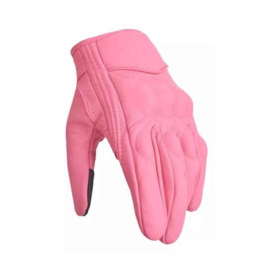 Imagen de Guante carreras cuero rosa impermeable cabra transpirable moto ciclismo protección deportiva mujer