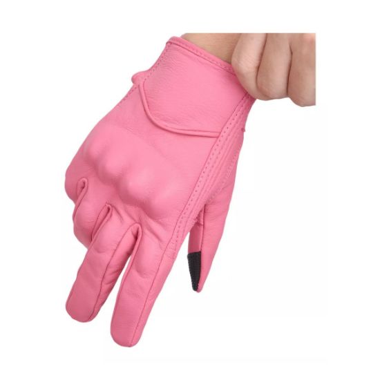 Imagen de Guante carreras cuero rosa impermeable cabra transpirable moto ciclismo protección deportiva mujer