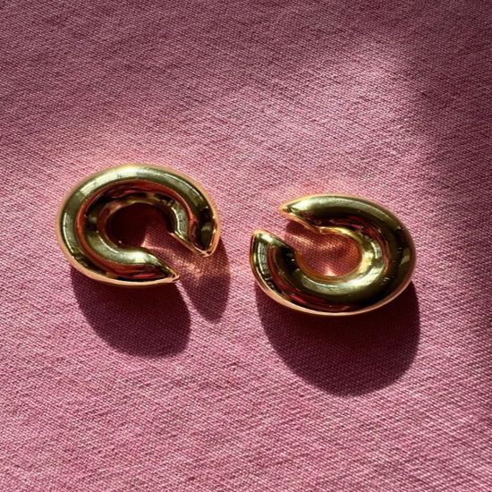 Imagen de Ear Cuff / Brazalete De Oídos Dorado Chunky Mediano Liso