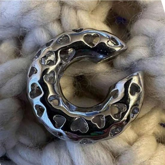 Imagen de Ear Cuff / Brazalete De Oídos Plata Chunky Mediano Corazón 