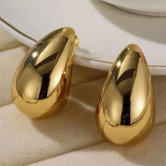 Imagen de Arete en forma de gota acero inoxidable color oro
