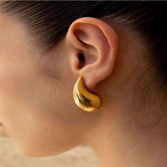Imagen de Arete en forma de gota acero inoxidable color oro