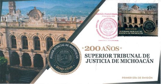 Imagen de Timbre postal: Bicentenario del Superior Tribunal de Justicia del Estado de Michoacán