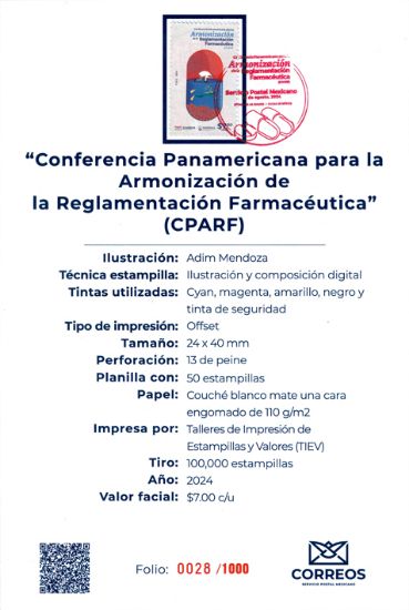 Imagen de Timbre postal: Conferencia Panamericana para la Armonización de la Reglamentación Farmacéutica (CPARF)