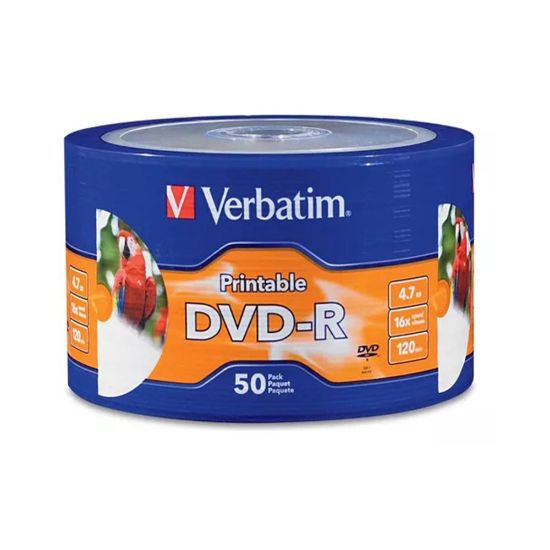 Imagen de Campana de 50 DVD-R 16X 4.7GB  White Ink Jet Printable Verbatim 95137