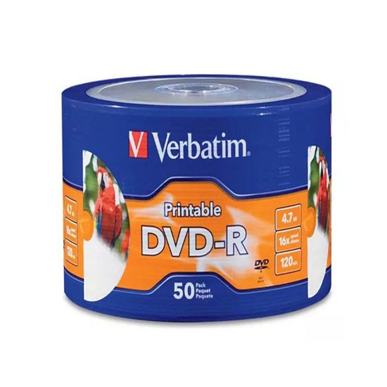 Imagen de Campana de 50 DVD-R 16X 4.7GB  White Ink Jet Printable Verbatim 95137