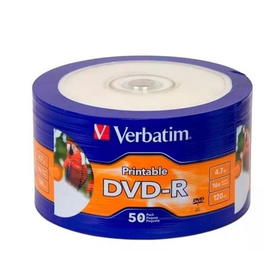 Imagen de Campana de 50 DVD-R 16X 4.7GB  White Ink Jet Printable Verbatim 95137