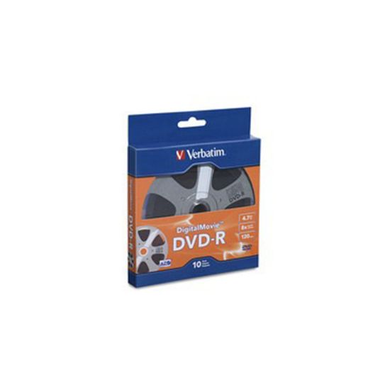 Imagen de  Paquete de 10 DVD-R 8X 4.7GB Virgenes Verbatim con Superficie Digital Movie 97946