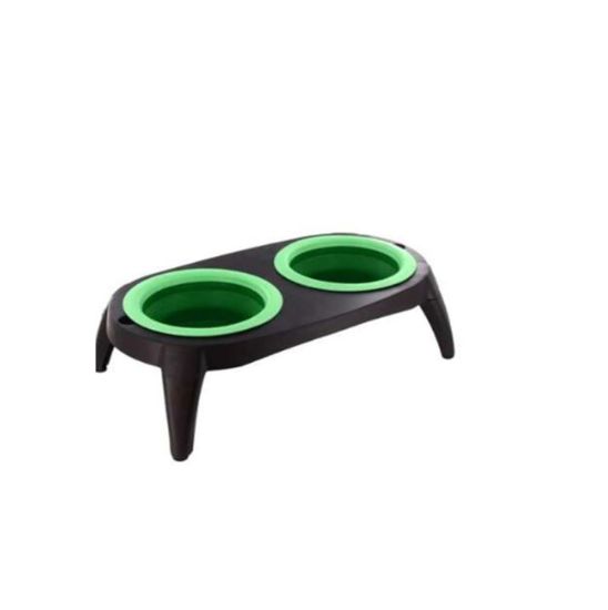Imagen de Platos Para Alimento y Agua Con Base Elevada Verde