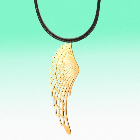 Imagen de  1 Hermoso Dije Alas de Angel Acero Inoxidable. C.Oro  Alta Durabilidad 55x25mm-LOPI/$
