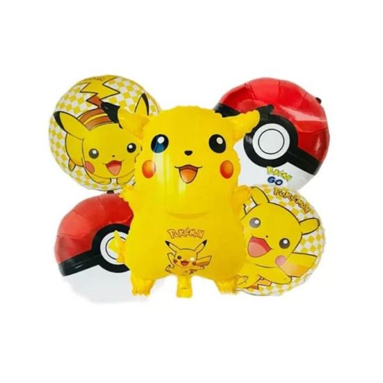Imagen de Set de globos Metalicos Pokemon Pikachu