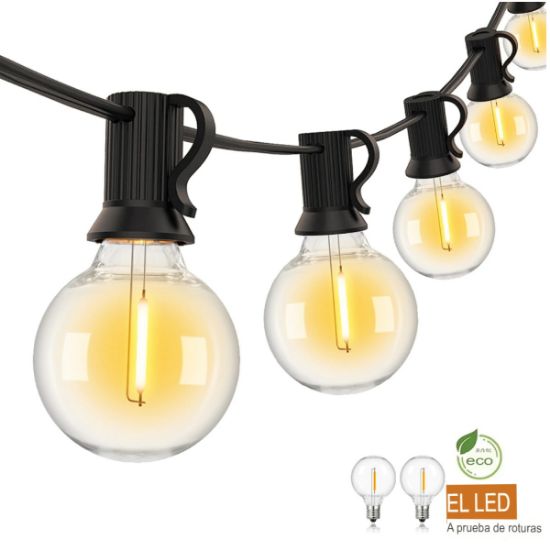 Imagen de Guirnalda tira luces 7.6M exteriores bombilla Led impermeable inastillable cadena decoración Patio