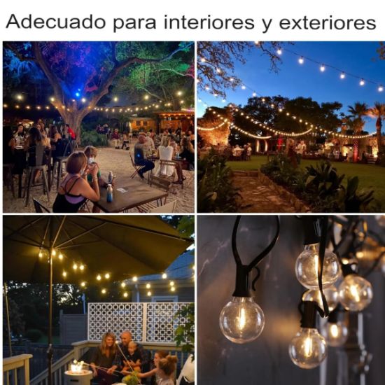 Imagen de Guirnalda tira luces 7.6M exteriores bombilla Led impermeable inastillable cadena decoración Patio