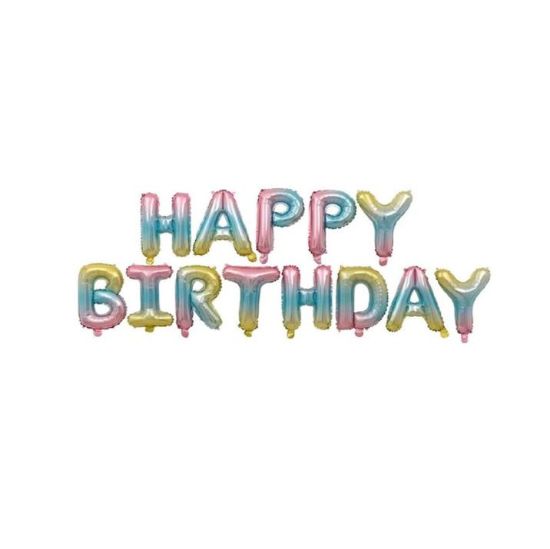 Imagen de Kit globos Metálicos Happy Birthday Arcoiris