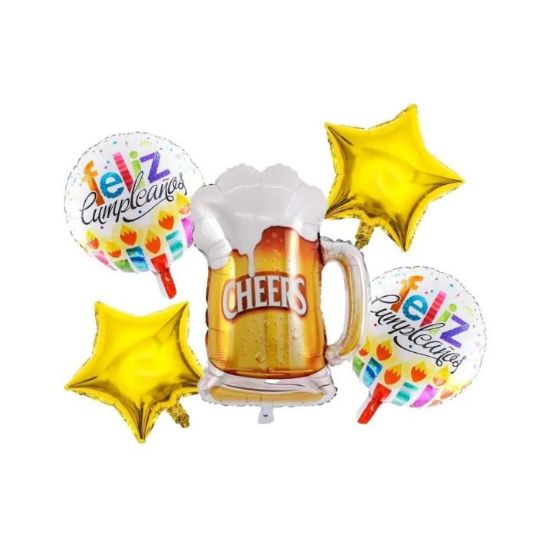 Imagen de Kit de Globos Metalicos Cumpleaños Tarro Cerveza