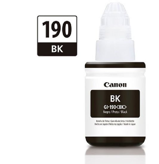 Imagen de BOTELLA DE TINTA CANON GI-190BK 135ML NEGRA COMPATIBLE PIXMA G3100 G2100G1100 IMPRESORA CARTUCHO PC