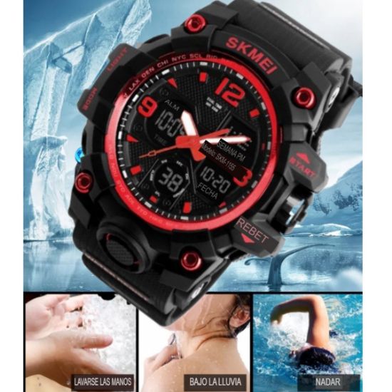 Imagen de Relojes deportivos rojo led hombre mujer cronógrafo Digital pantalla doble hora resistente al agua