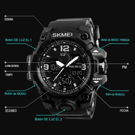 Imagen de Relojes deportivos rojo led hombre mujer cronógrafo Digital pantalla doble hora resistente al agua