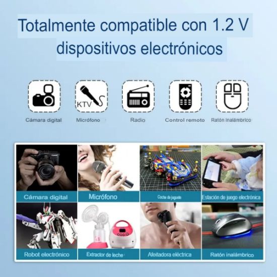Imagen de CARGADOR BATERIAS AA AAA RECARGABLES NEGRO PANTALLA LED INDICADOR USB MICRO USB TIPO C LCD CABLE