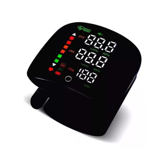 Imagen de Monitor de presión arterial muñeca voz recargable USB pantalla led Touch pulsera digital familiar