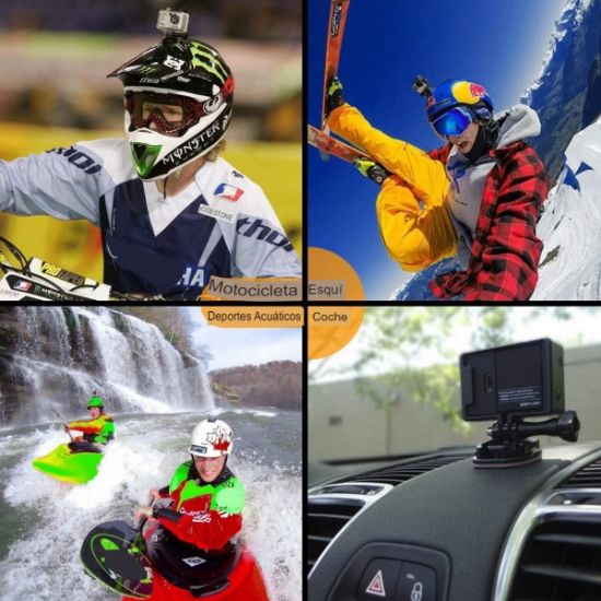 Imagen de BASE SOPORTE PEGATINA CAMARA DEPORTIVA CASCO MOTO BICI AUTO GoPro MONTAJE SEGURO PLANA CURVO 3M
