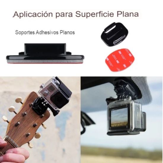 Imagen de BASE SOPORTE PEGATINA CAMARA DEPORTIVA CASCO MOTO BICI AUTO GoPro MONTAJE SEGURO PLANA CURVO 3M