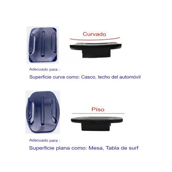 Imagen de BASE SOPORTE PEGATINA CAMARA DEPORTIVA CASCO MOTO BICI AUTO GoPro MONTAJE SEGURO PLANA CURVO 3M
