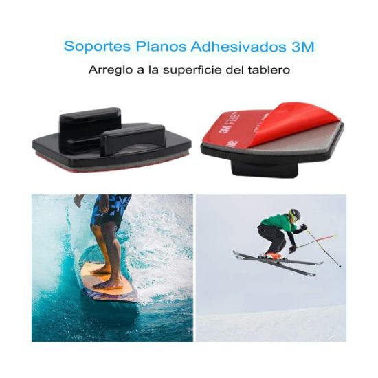 Imagen de BASE SOPORTE PEGATINA CAMARA DEPORTIVA CASCO MOTO BICI AUTO GoPro MONTAJE SEGURO PLANA CURVO 3M