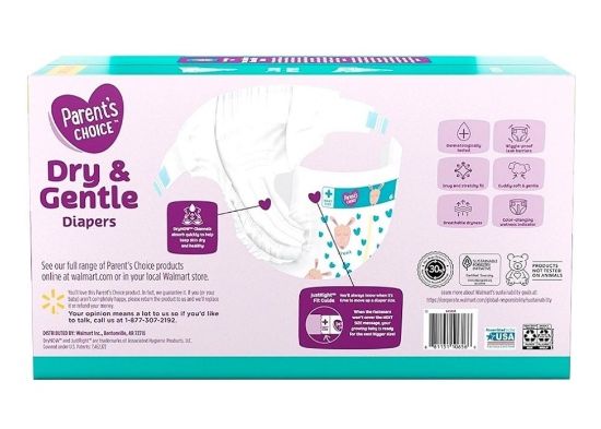 Imagen de Pañales para Bebé Parents Choice + DRY & GENTLE Etapa 6 Unisex 132 Piezas
