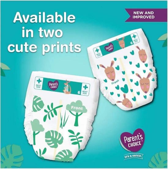 Imagen de Pañales para Bebé Parents Choice + DRY & GENTLE Etapa 6 Unisex 132 Piezas