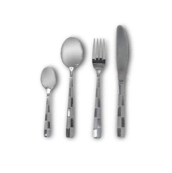Imagen de Juego de Cubiertos de Acero Inoxidable DIseño de Cuadros 16 Piezas