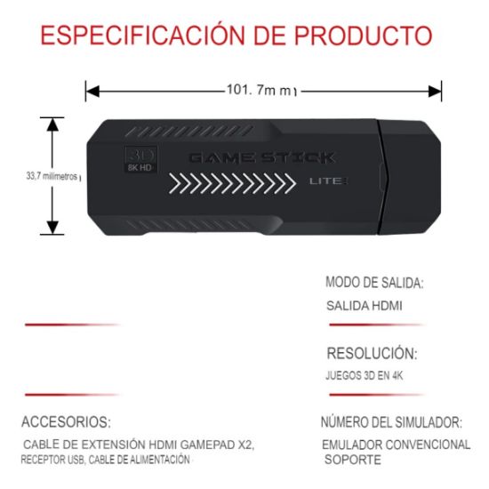 Imagen de Consola de videojuegos mando inalámbrico 4K HD N64 PSP PS1 GBA portátil pantalla tv juegos retro