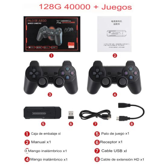 Imagen de Consola de videojuegos mando inalámbrico 4K HD N64 PSP PS1 GBA portátil pantalla tv juegos retro