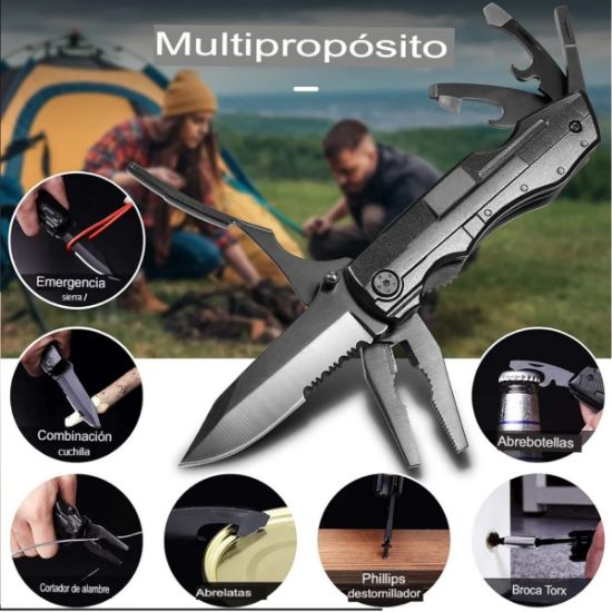 Imagen de Alicates multifuncionales exteriores herramienta mano portátil aire libre destornillador emergencia