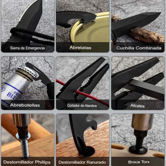 Imagen de Alicates multifuncionales exteriores herramienta mano portátil aire libre destornillador emergencia