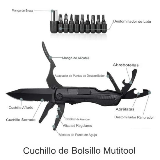 Imagen de Alicates multifuncionales exteriores herramienta mano portátil aire libre destornillador emergencia