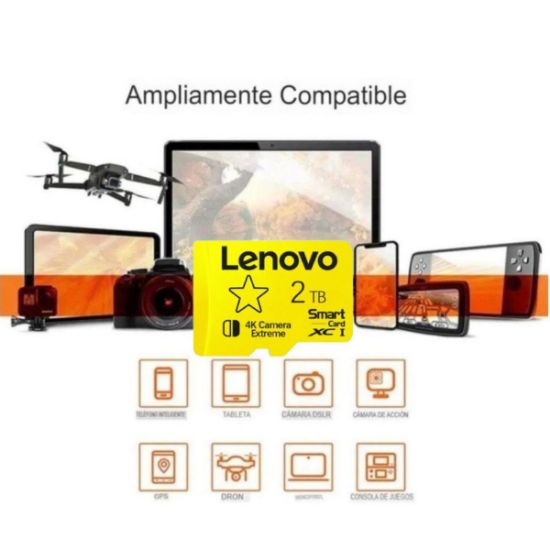 Imagen de Lenovo tarjeta memoria datos music teléfonos pc lap Micro TF SD alta velocidad 2TB usb mac gamer