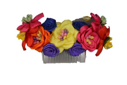Imagen de tocado mexicano flores hechas a mano  de colores tehuana