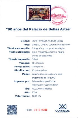 Imagen de Timbre postal: 90 aniversario del Palacio de Bellas Artes