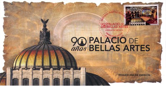 Imagen de Timbre postal: 90 aniversario del Palacio de Bellas Artes