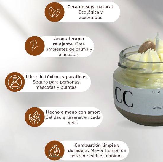 Imagen de Vela Artesanal y Aromática – Café y Coco 100g