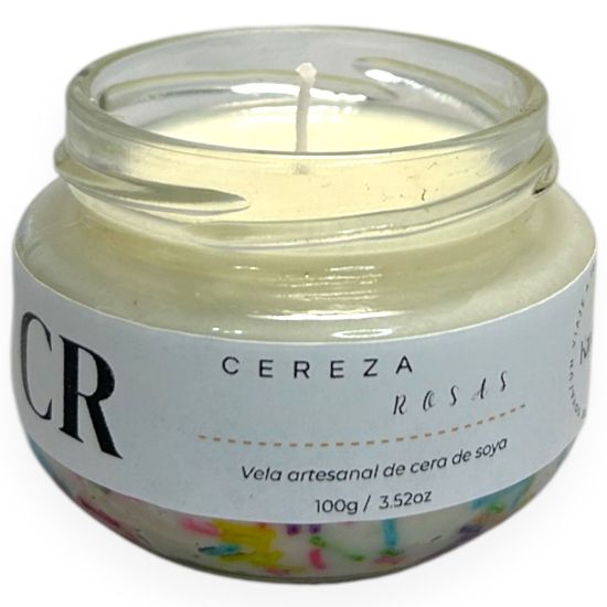 Imagen de Vela Artesanal y Aromática – Cereza y Rosas 100g