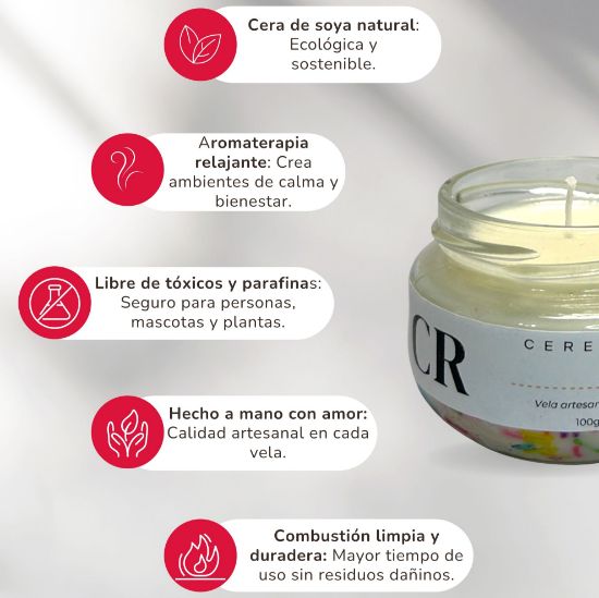Imagen de Vela Artesanal y Aromática – Cereza y Rosas 100g