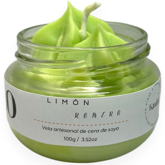 Imagen de Vela Artesanal y Aromática – Limón y Romero 100g