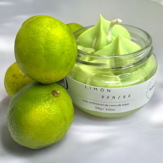 Imagen de Vela Artesanal y Aromática – Limón y Romero 100g