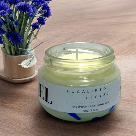 Imagen de Vela Artesanal y Aromática – Eucalipto y Lavanda 100g