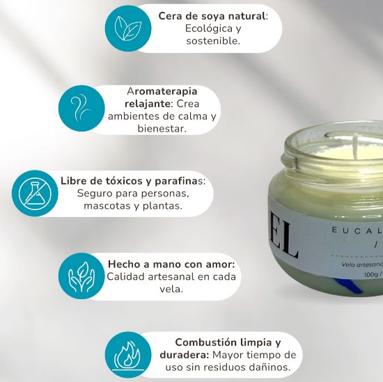 Imagen de Vela Artesanal y Aromática – Eucalipto y Lavanda 100g