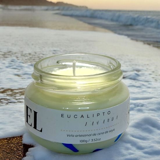 Imagen de Vela Artesanal y Aromática – Eucalipto y Lavanda 100g