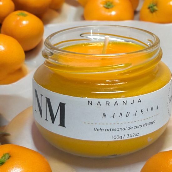Imagen de Vela Artesanal y Aromática – Naranja y Mandarina 100g